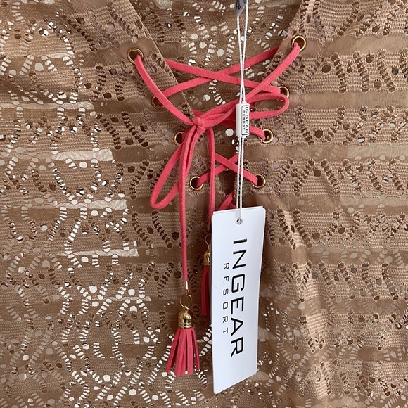 NWT Ingear Resort Hooded Lace Swim Cover Up Dress Taupe - Picture 6 of 6